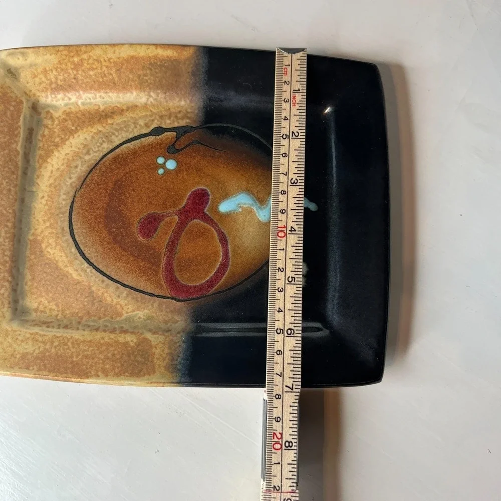 Signed Loren Lukens Studio Pottery Modern Art Dinnerware Plate Platter Vintage